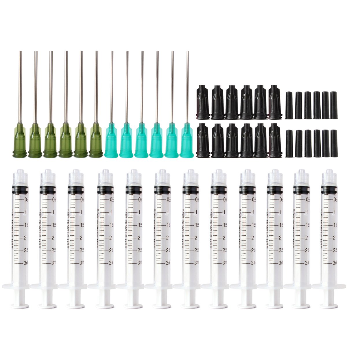 3ml Syringes Blunt Tip Needles Storage Caps – Glue Applicator, Oil  Dispensing (Pack of 12)
